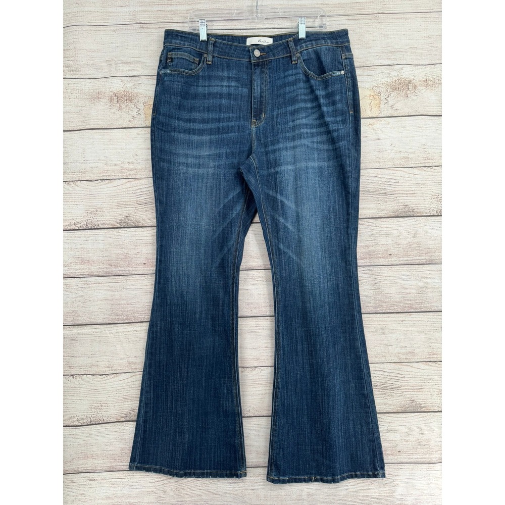 KanCan Flare Jeans Womens 2XL Dark Blue High Rise Stretch Denim